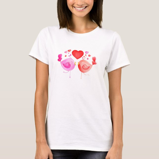 T-shirt d'art d'aquarelle pour inséparables lunair (Devant)