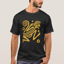 T-shirt d'art de singe doré à l'aztèque mexicaine