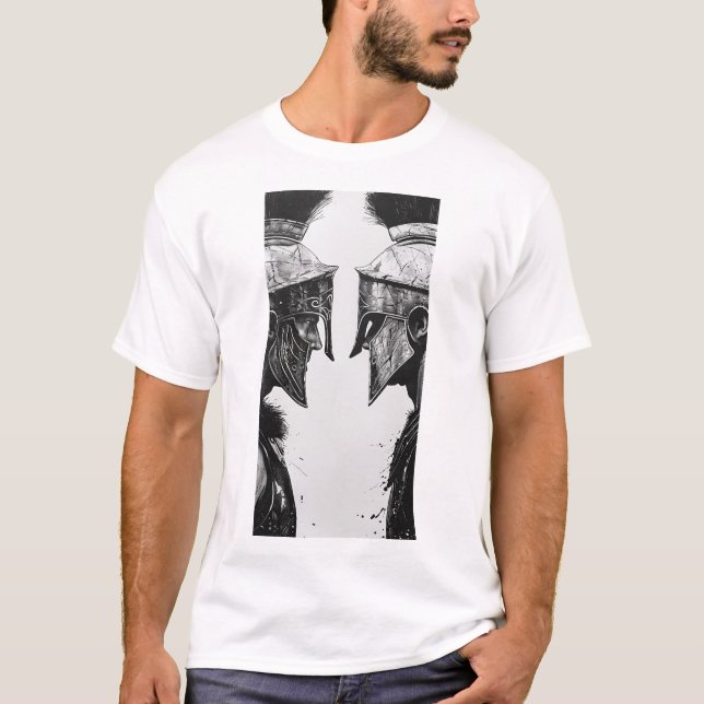 T-shirt d'Art d'Encre des guerriers spartiates (Devant)