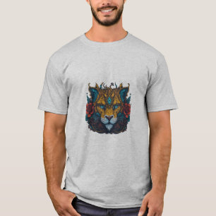 T-shirt d'Art Floral Lion Majestic