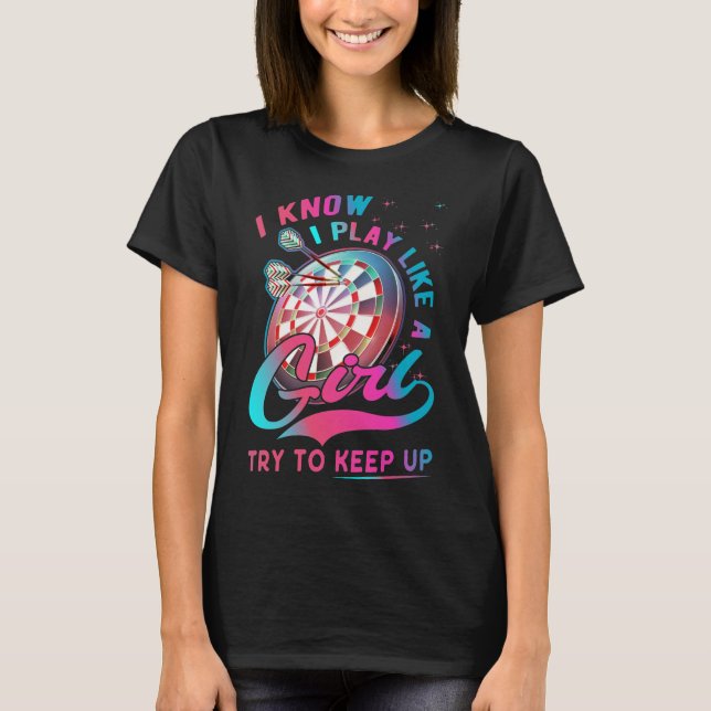 T-shirt Dart Girl Throwing Dartboard 180 fléchettes (Devant)