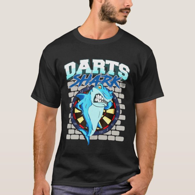 T-shirt Dart Team Player Shark Dartboard Darts Citation (Devant)