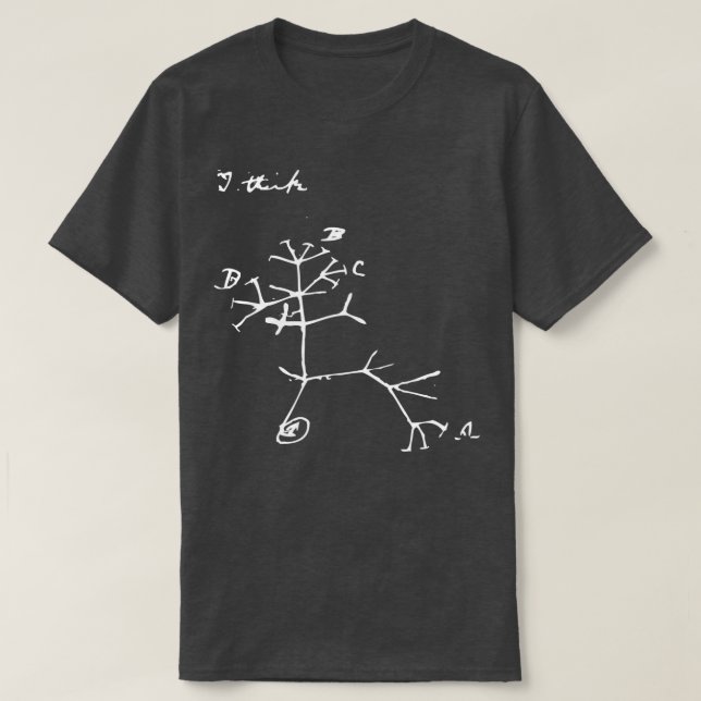 T-shirt Darwin Je Pense Arbre Blanc (Design devant)