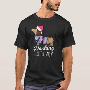 T-shirt Dashing À Travers La Neige Dachshund Weiner Chien 