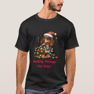 T-shirt Dashing Through the Snow Dachshund Christmas Light