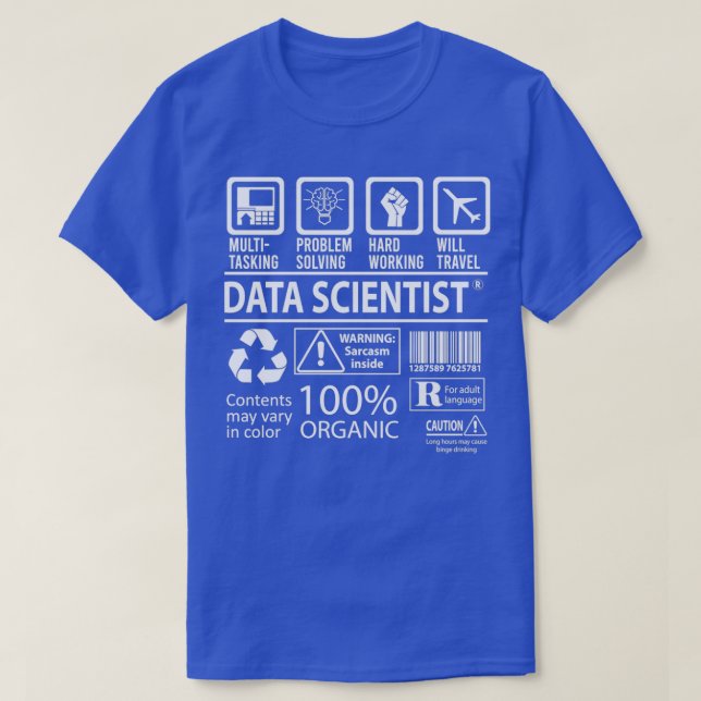 T-shirt Data Scientist Multitâche Poste-cadeau (Design devant)