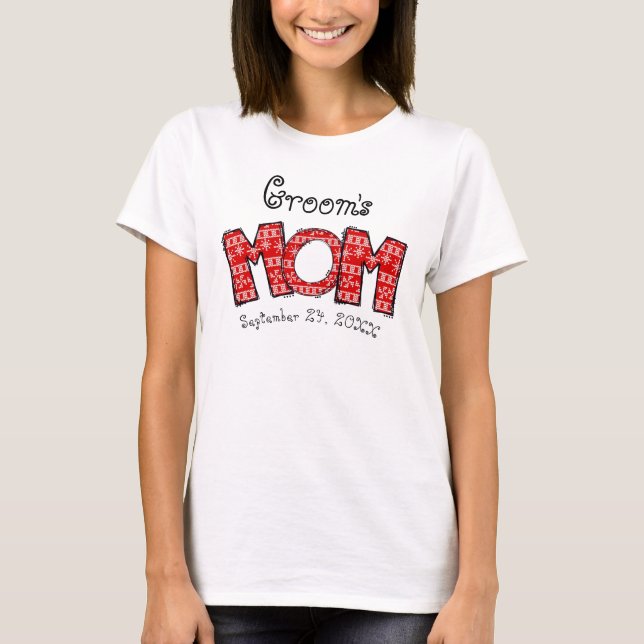 T-shirt Date du Mariage maman de Groom (Devant)