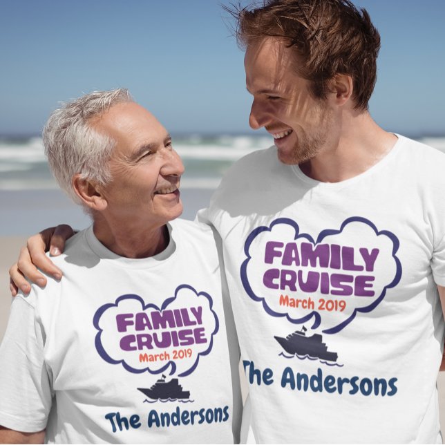 T-shirt Date personnalisée de vacances de croisière en fam (Créateur téléchargé)