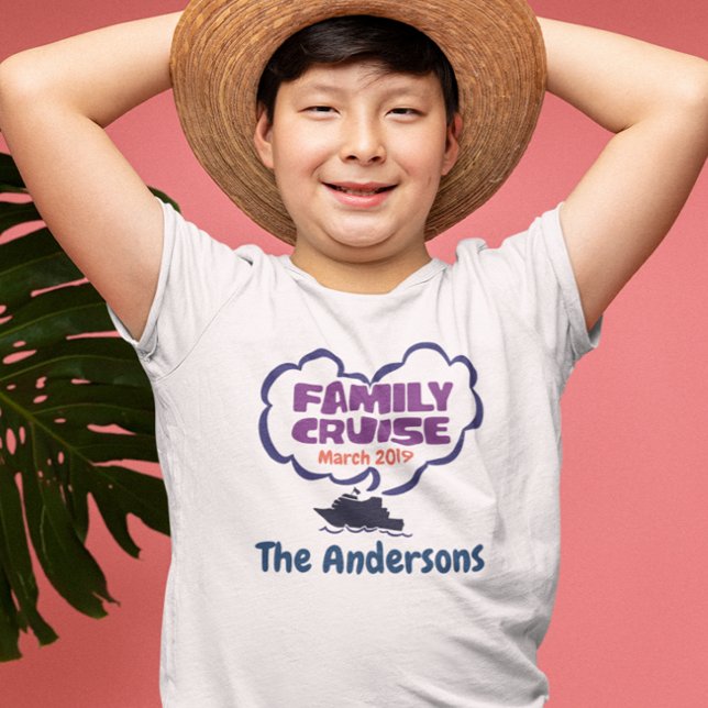 T-shirt Date personnalisée de vacances de croisière en fam (Créateur téléchargé)