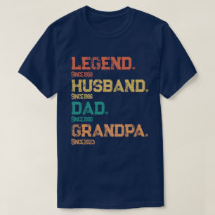 T-shirt Dates personnalisées - Legend Husband Papa grand-p