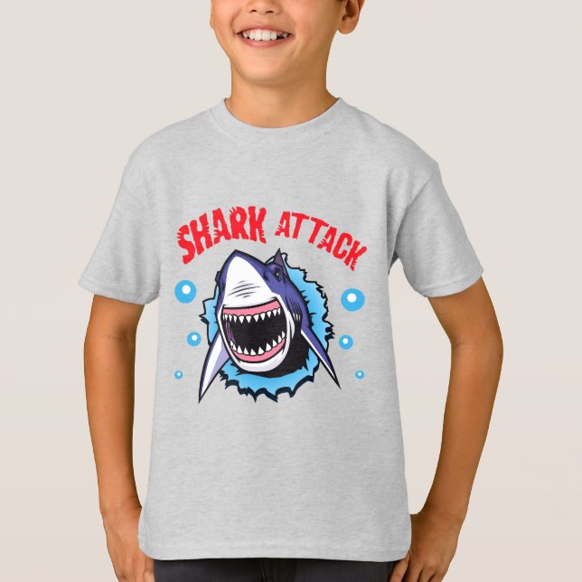 T-shirt d'attaque de requin T-shirt morsure de req (Devant)