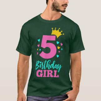 T-shirt Daughter Birthday 5 Years Old Princess 5th Birthda