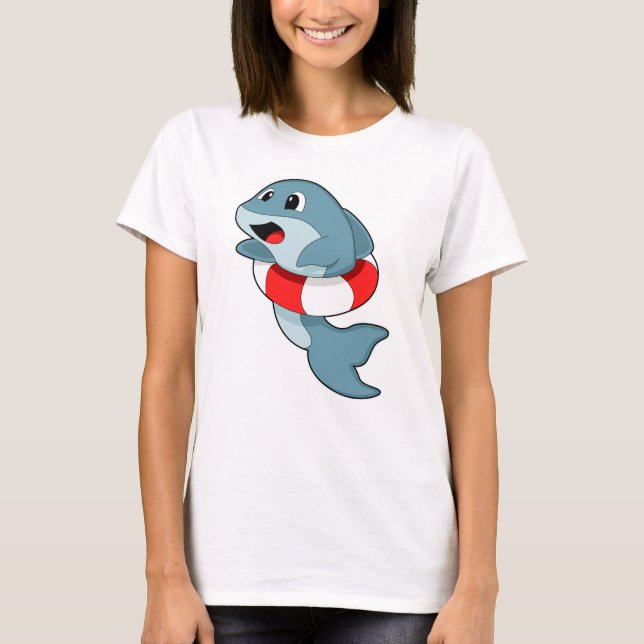 T-shirt Dauphin à la natation avec anneau de natation (Devant)