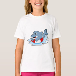 T-shirt Dauphin à la natation avec anneau de natation.PNG