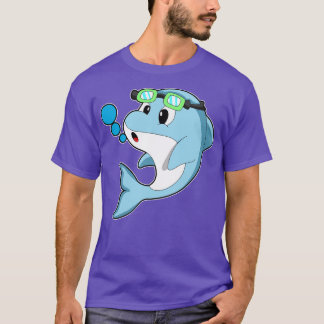 T-shirt Dauphin à la natation avec lunettes de natation 1