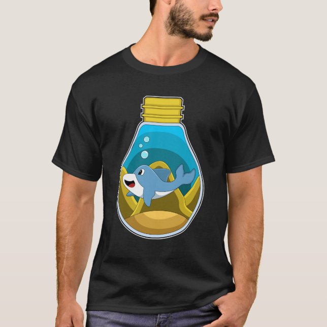 T-shirt Dauphin à la natation dans l'aquarium (Devant)