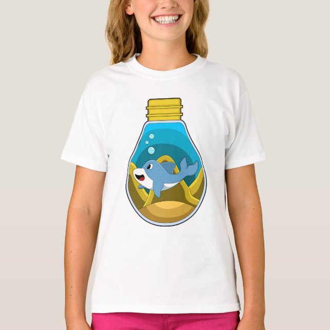 T-shirt Dauphin à la natation dans l'aquarium (Devant)