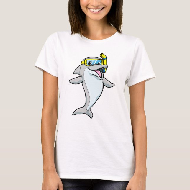 T-shirt Dauphin à la plongée avec tuba (Devant)