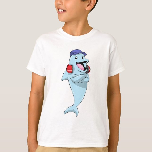 T-shirt Dauphin à l'écoute de la musique (Devant)