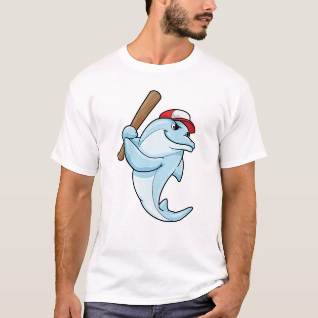 T-shirt Dauphin au baseball en tant que batteur (Devant)
