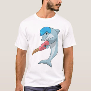T-shirt Dauphin au cricket avec chauve-souris de cricket