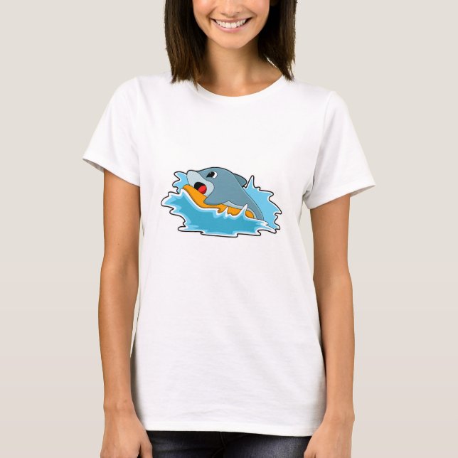 T-shirt Dauphin au surf avec Surfboard (Devant)