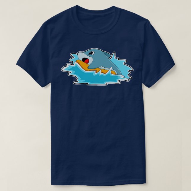 T-shirt Dauphin au surf avec Surfboard (Design devant)