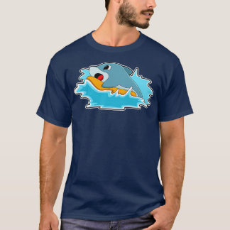 T-shirt Dauphin au surf avec Surfboard