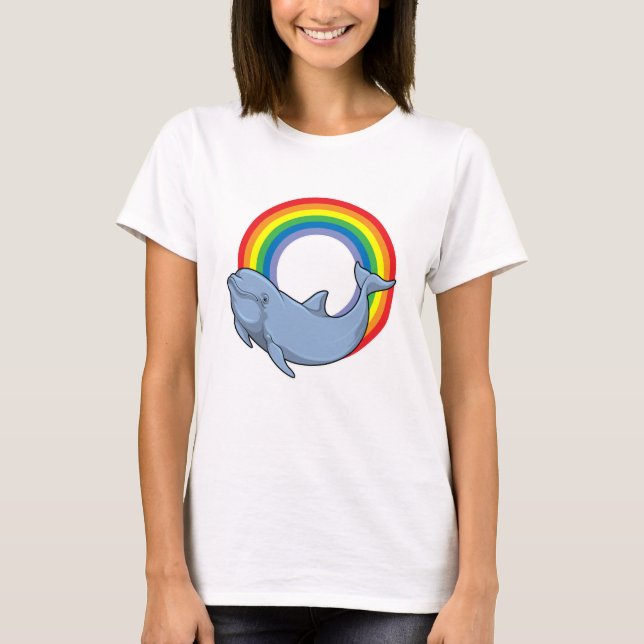 T-shirt Dauphin avec arc-en-ciel (Devant)
