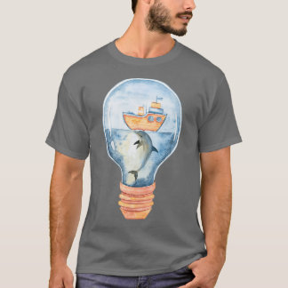 T-shirt Dauphin bleu aquarelle