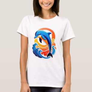 T-shirt Dauphin Bleu sautant par-dessus les vagues de l'oc