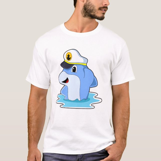 T-shirt Dauphin comme capitaine avec Casquette (Devant)