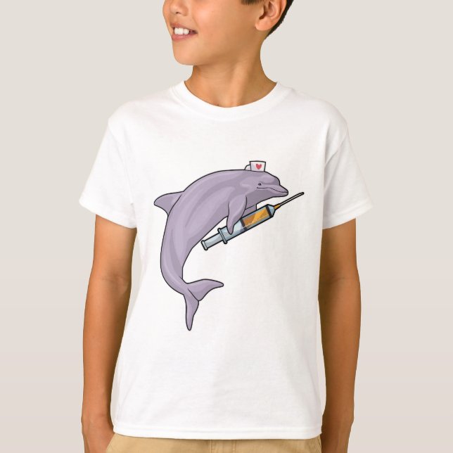 T-shirt Dauphin comme infirmière avec seringue (Devant)