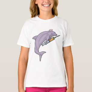 T-shirt Dauphin comme infirmière avec seringue