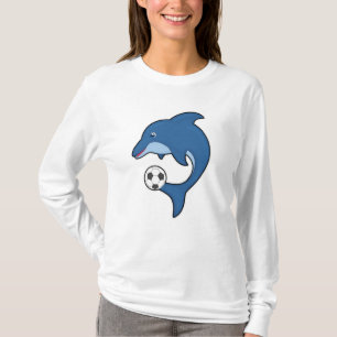 T-shirt Dauphin comme joueur de football avec balle de foo
