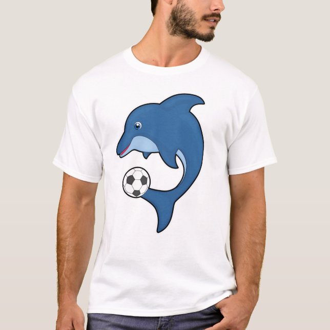 T-shirt Dauphin comme joueur de football avec balle de foo (Devant)