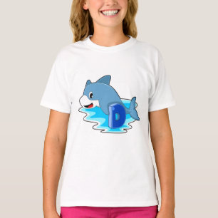 T-shirt Dauphin en natation avec lettre