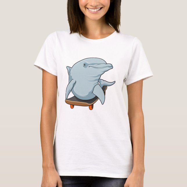 T-shirt Dauphin en patinage avec skateboard (Devant)