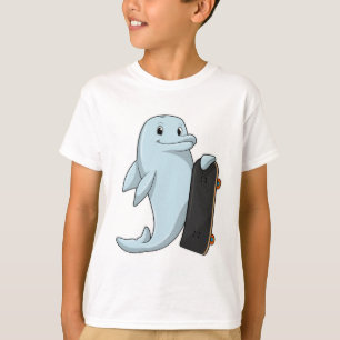 T-shirt Dauphin en patinage avec skateboard