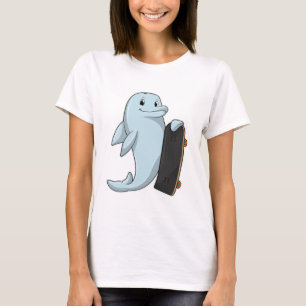 T-shirt Dauphin en patinage avec skateboard