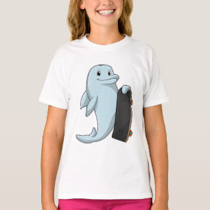 T-shirt Dauphin en patinage avec skateboard