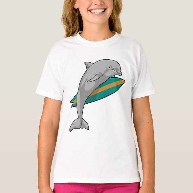 T-shirt Dauphin en surfeur avec Surfer (Devant)