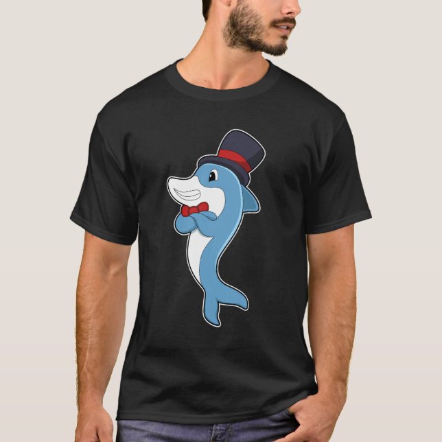T-shirt Dauphin en tant que Gentleman avec Casquette (Devant)