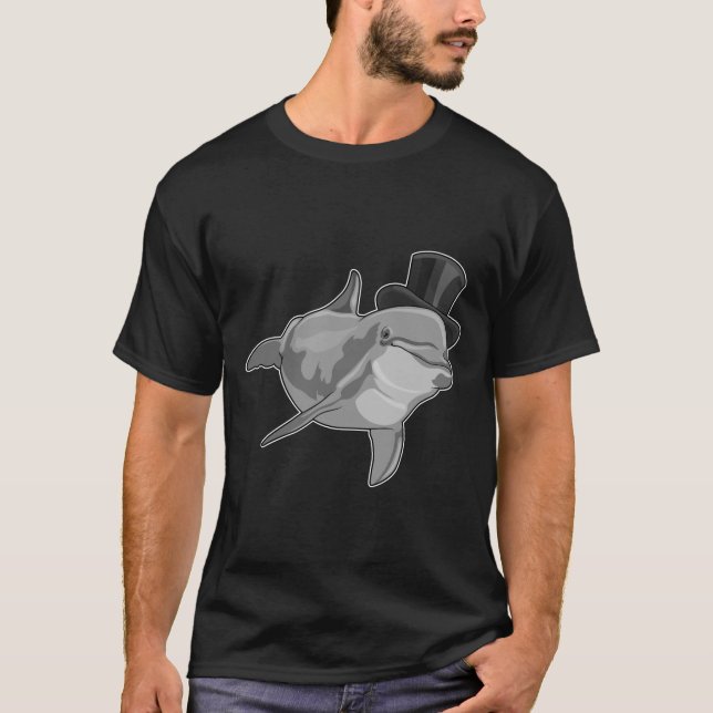 T-shirt Dauphin en tant que Gentleman avec chapeau supérie (Devant)