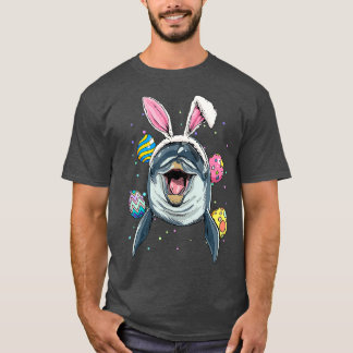 T-shirt Dauphin lapin de Pâques Drôle Amoureux Dauphin de