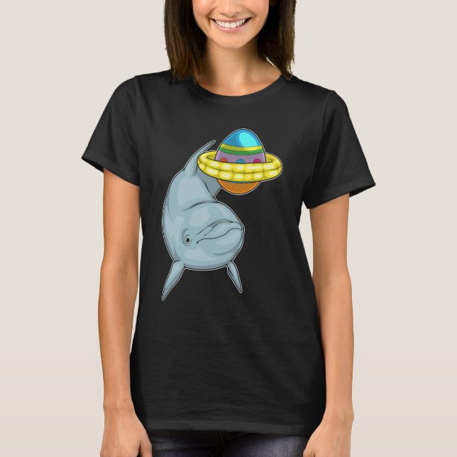 T-shirt Dauphin Pâques OEuf de Pâques Natation (Devant)