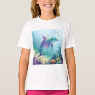 T-shirt Dauphin peint à l'aquarelle