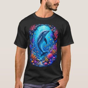 T-shirt Dauphin Récif Corallien Vie Océanique Sous-Marine