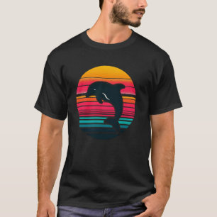 T-shirt Dauphin Silhouette Rétro Animal Marin Baleine Daup