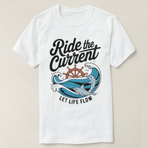 T-shirt Dauphins joueurs surf Ocean Wave & Ship Wheel